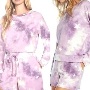 Wildfox Women’s Relaxed Fit Super-Soft Sweatshirt & Short Lounge Set XL NEW